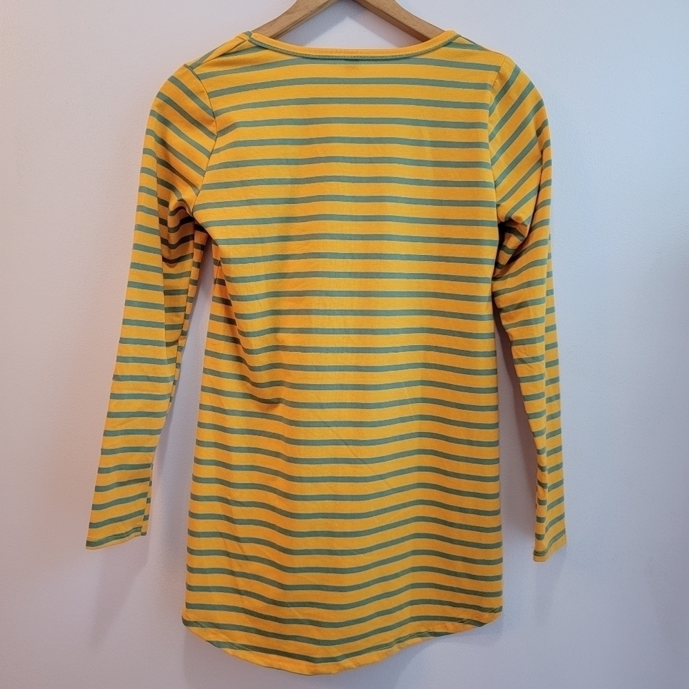 LulaRoe Yellow and Blue Stripe Long Sleeve Tee Shirt Size XXS - Picture 2 of 4